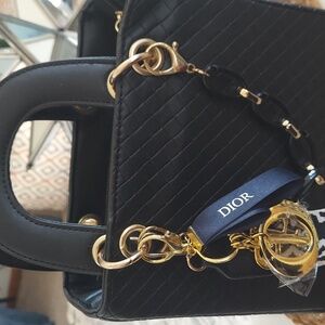 DIOR Authentic GWP Bagcharm With Elegant Black Quilted Handbag